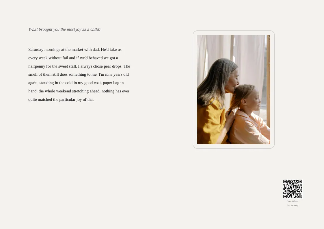 QR code printed in the book linking to voice recording